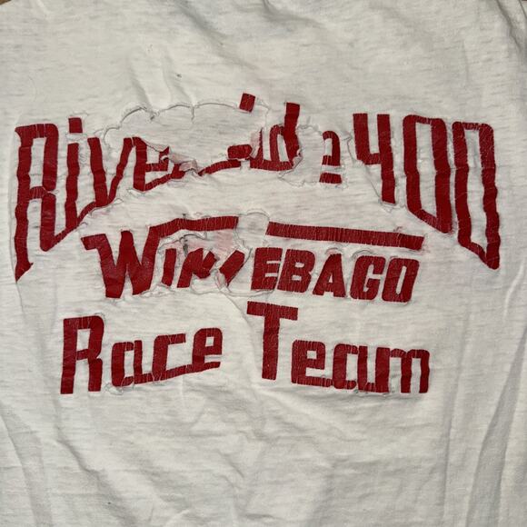 Vintage Distressed Single Stitch Racing T-Shirt Large White 21x24 - Picture 9 of 9